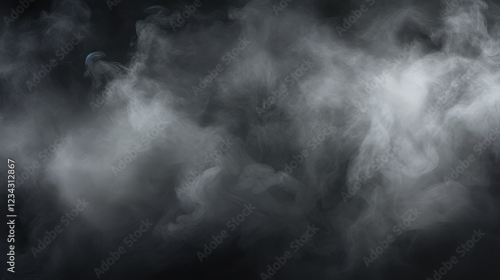 Poster enigmatic dark smoke and fog swirling in the air creating a mysterious atmosphere with layers of sof