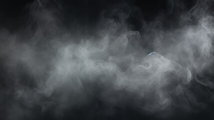 Ethereal white smoke swirling through a dark background, creating a mesmerizing fog effect that enhances the mysterious atmosphere in the scene