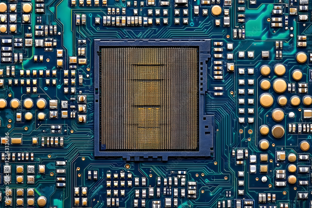 Poster cpu computer circuit board abstract background.