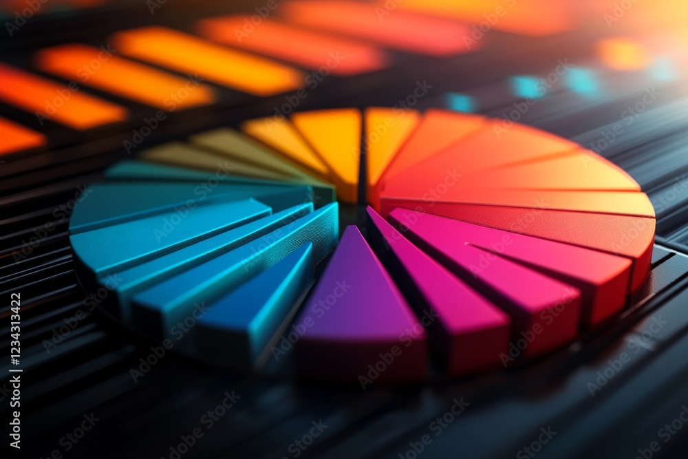 Aufkleber Colorful geometric shapes arranged in a circular formation showcasing data visualization in a modern design setting