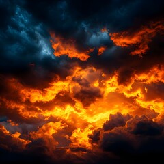 Fototapeta premium Fiery Sunset Sky Dramatic Cloud Formations