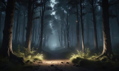 Obraz premium soft ethereal streaks of light in the dark forest, soft, streaks, atmosphere
