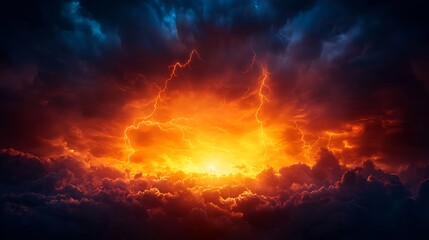 Fiery Sunset Storm Cloudscape