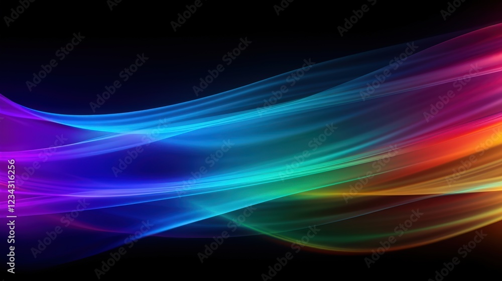 Poster colorful wave of light representing a rainbow spectrum with vibrant hues in an abstract design on a 