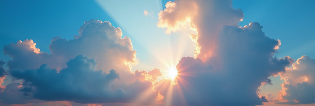 vibrant colors shine blue cloudy day sun rays peeking