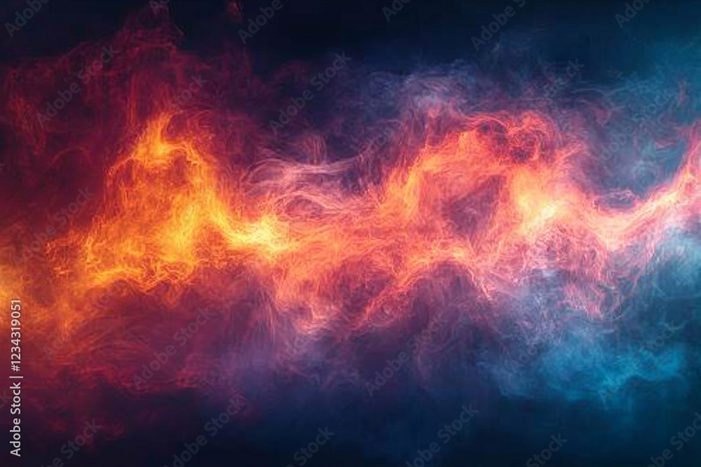 Poster abstract swirl of vibrant colors creating a stunning visual effect in a cosmic backdrop at dusk