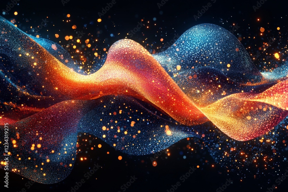 Aufkleber vibrant flowing waves of color create a dynamic visual experience in a cosmic ambiance