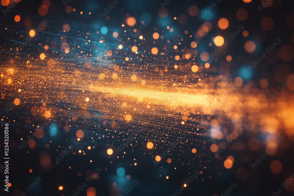 Poster vibrant light particles create a stunning visual effect in a dark space