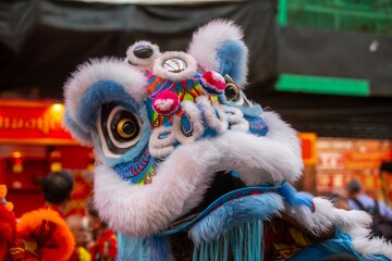 A photograph of a Chinese Dragon During The Chinese New Year Celebrations.