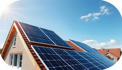 Fototapeta premium House with Solar Panels, Renewable Energy, Green Technology