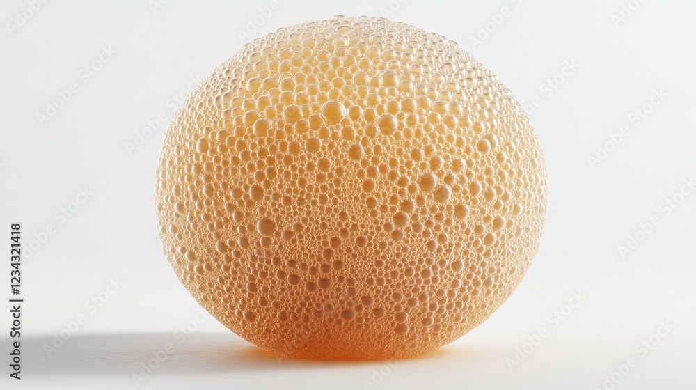 Poster abstract closeup of a bubble sphere with warm orange gradient and textured surface