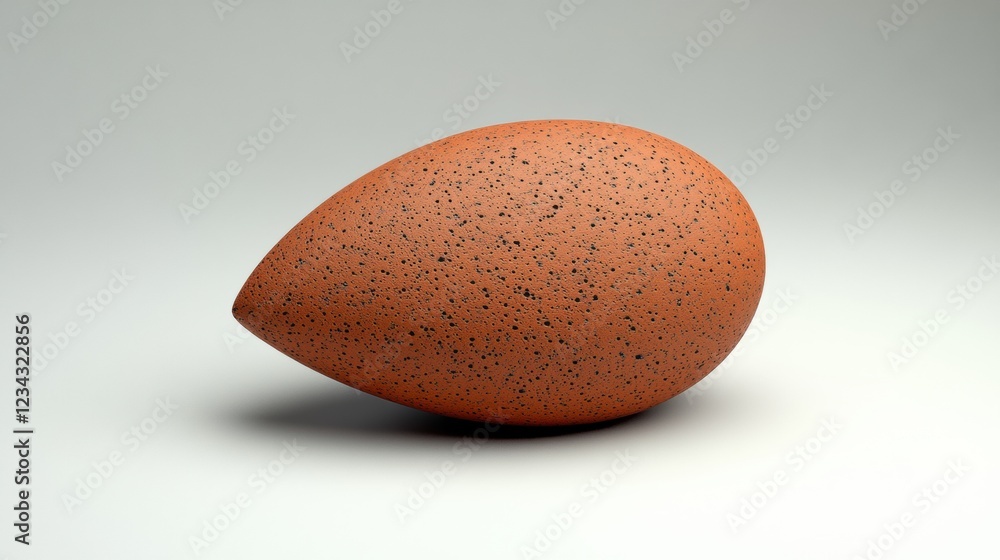 Poster artistic speckled brown ceramic object with smooth texture in minimalist studio setting