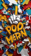 Fototapeta premium Colorful and vibrant artwork featuring a playful design, showcasing a humorous expression and lively background elements.