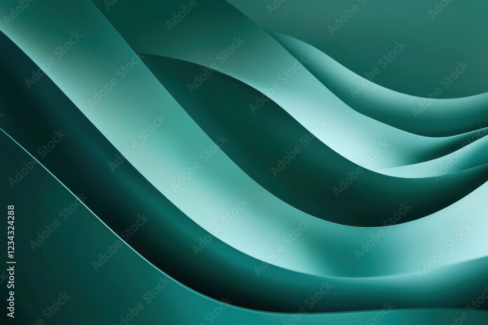 Aufkleber teal green abstract waves flowing smoothly creating elegant background