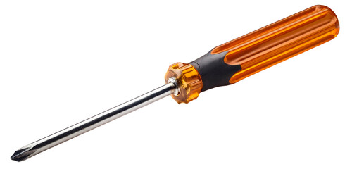 screwdriver with orange handle isolated on white background