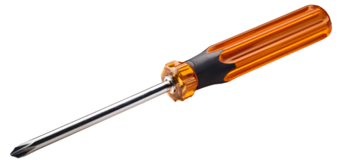 screwdriver with orange handle isolated on white background