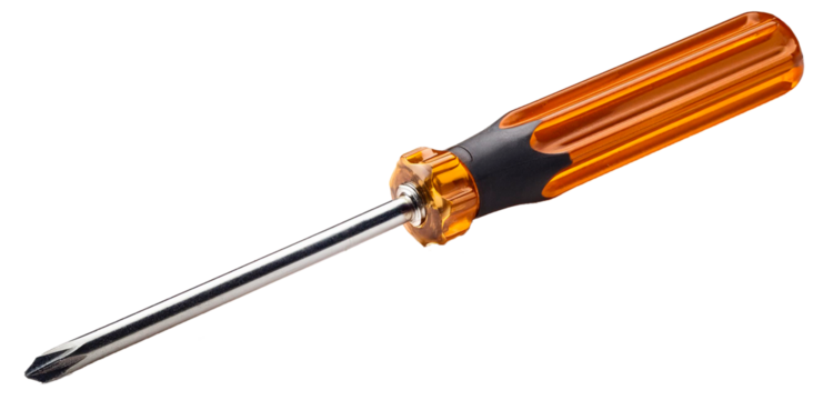 screwdriver with orange handle isolated on white background