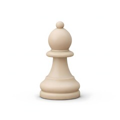 Wooden chess pawn piece isolated on white background representing the smallest and most numerous piece in chess