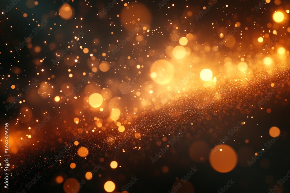 Aufkleber Bright and shimmering particles create a magical atmosphere in a dark background with glowing bokeh effects