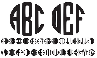 Circle Monogram Font Clip Art 