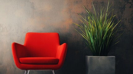 Bold red armchair with modern decor accents