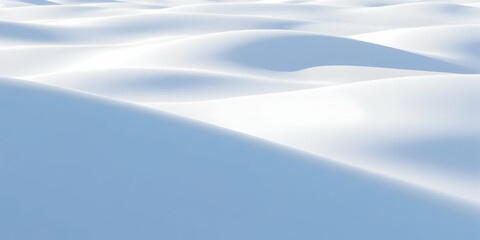 Smooth snow drifts, pristine white landscape, soft blue shadows, winter wonderland, crisp snowy texture, gently rolling hills, tranquil winter scene, minimalist snow composition, abstract winter patte