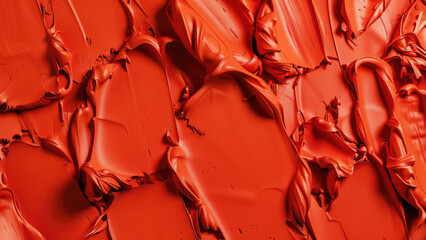 Bold red strokes of paint creating a rich, textured surface