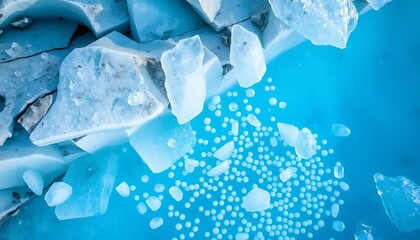 Glacial Ice Chunks Float In Turquoise Water