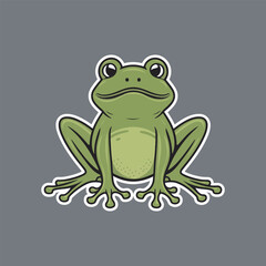 green frog on white background