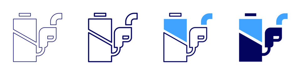 Battery charging icon in 4 different styles. Thin Line, Line, Bold, and Bold Line. Duotone style. Editable stroke