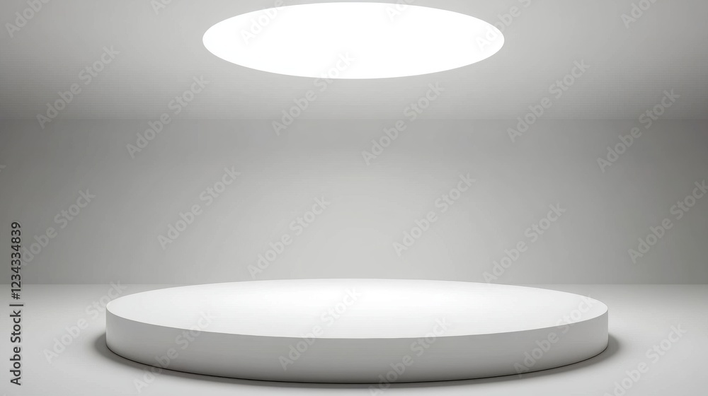 Aufkleber empty minimalist studio space with circular podium and soft overhead lighting for presentations