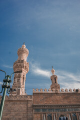 Fototapeta premium Photograph of the Al-Azhar mosque in Cairo. Exterior of the Muslim mosque where Islam is practiced. Religion.