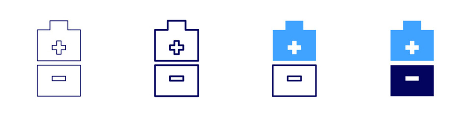 Full battery icon in 4 different styles. Thin Line, Line, Bold, and Bold Line. Duotone style. Editable stroke