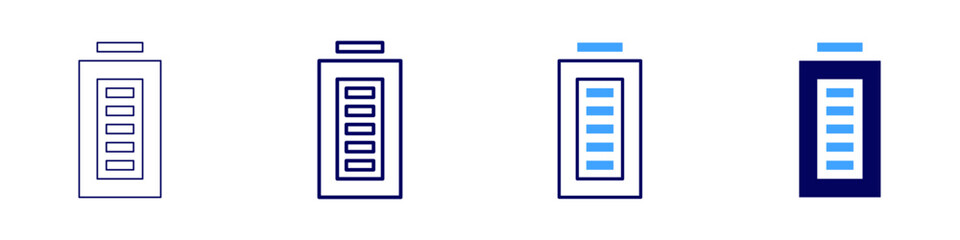 Full power icon in 4 different styles. Thin Line, Line, Bold, and Bold Line. Duotone style. Editable stroke