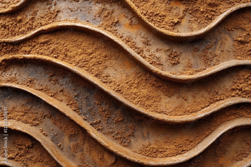 Aufkleber Patterns of textured waves in brown sand create a mesmerizing visual effect in a natural setting