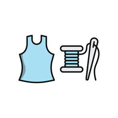 Needle thread and tank top set icon with a sleek and minimalistic design, perfect for fashion designers, clothing brands, and sewing projects.