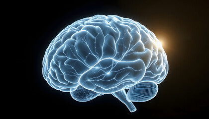 ultra-detailed x-ray of a brain, captured in high-definition, intricate neural pathways illuminated by raytracing, sharp focus reveals complex structures in photorealistic style isolated with white 