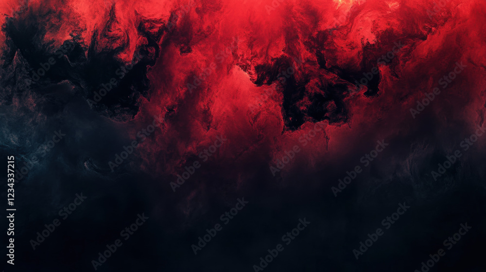 Aufkleber red and black ink mixing, creating abstract swirls and patterns