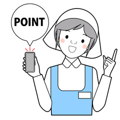 店員さんがスマホで説明