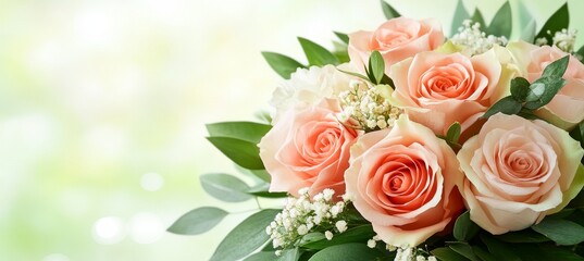 Gentle Romance Delicate Bouquet with Soft Background Ideal for Wedding or Feminine Text Overlay