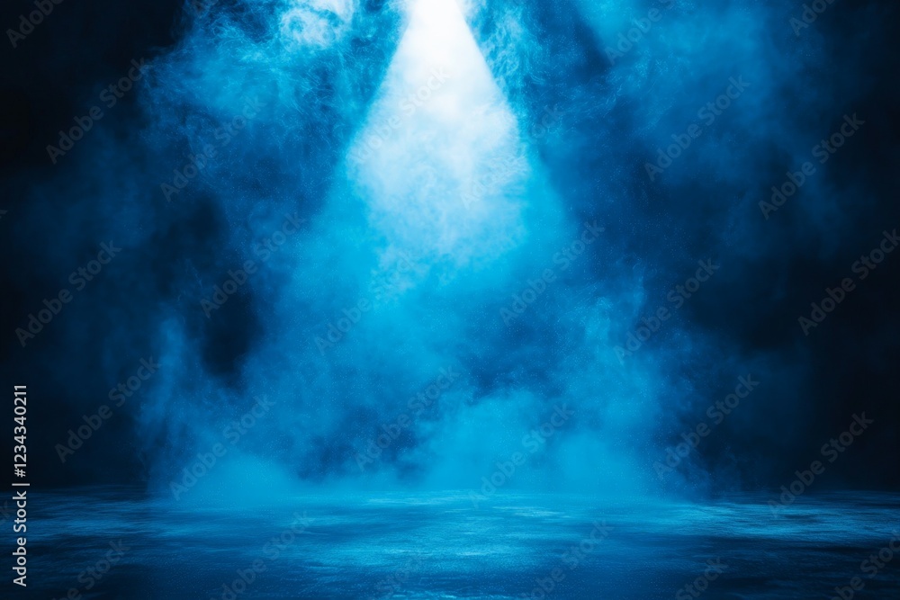 Poster mysterious blue lighting creates an atmospheric effect in a dark space suitable for performances