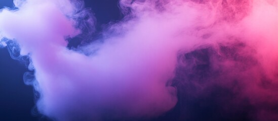 Pink purple smoke cloud, dark background, studio shot, design element