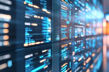 Abstract Futuristic Digital Data Stream Wall Display