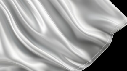 Fototapeta premium Glossy White Plastic Wrap Draped on a Black Background with Waves and Reflections Creating a Soft and Elegant Surface Texture