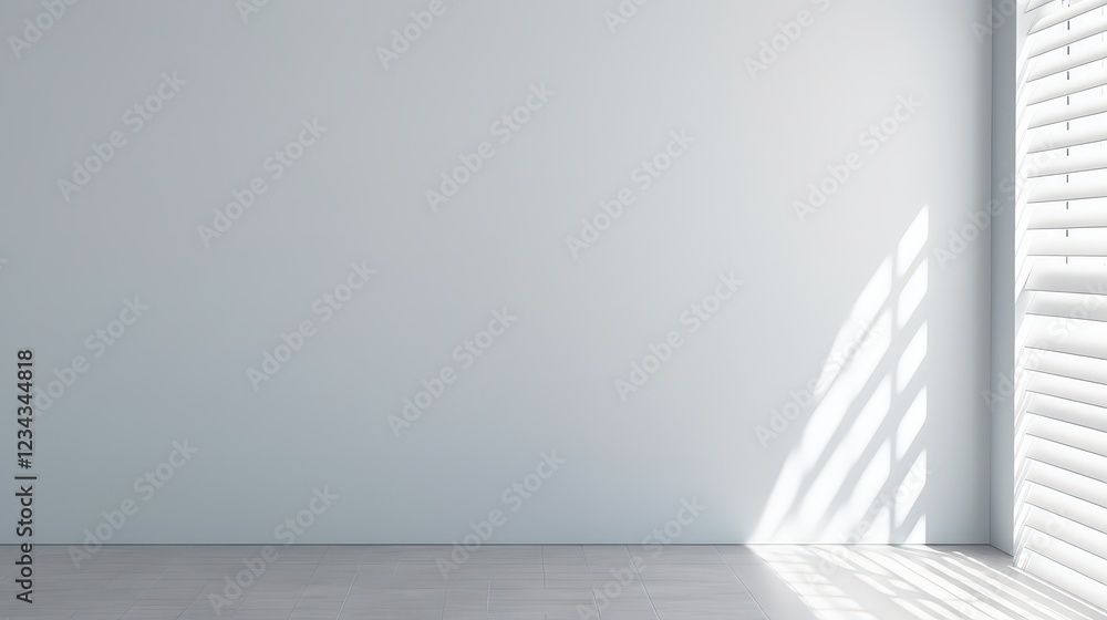 Poster minimalist interior with natural light and blurred shadows from window blinds in soft color palette 