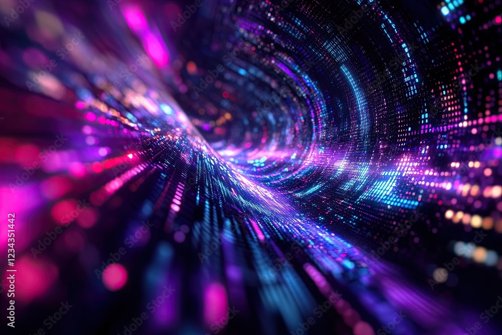 Poster abstract concept of a digital matrix data waveform in music dynamic wave