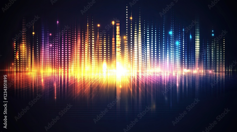 Poster a surge of musical notes. an abstract backdrop with intertwining dots and lines. 3d rendering