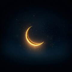 Fototapeta premium Glowing Crescent Moon in a Starry Night Sky