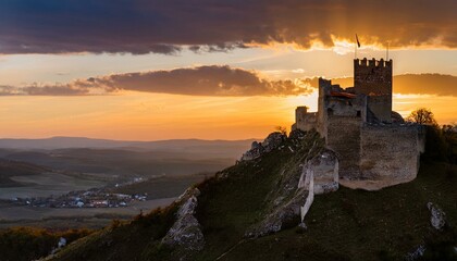 Obraz premium Explore the magic of castles at dusk. 