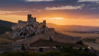 Obraz premium Explore the charm of twilight at old castles. 